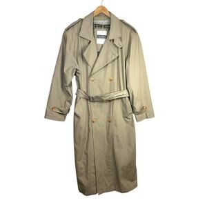 VTG Accents On Outerwear Mens Tan Double Breasted Trench Coat Removable Liner 38